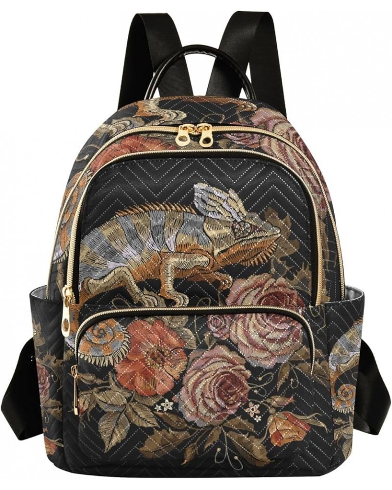 Small Quilted Backpack for Women Curious White Cow Fashion Backpack Women Travel Backpack with Luggage Strap Embroidery Chame...