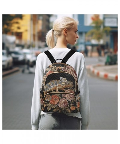 Small Quilted Backpack for Women Curious White Cow Fashion Backpack Women Travel Backpack with Luggage Strap Embroidery Chame...