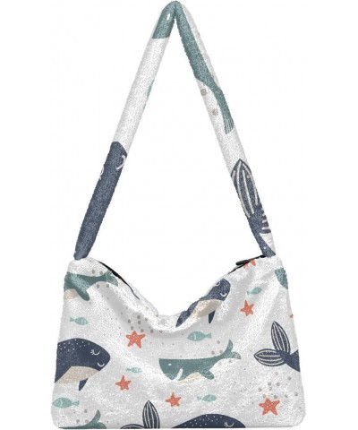 Women Boho Handbag Shark Dolphin Fish Starfish Underarm Bag Tote Bag Shoulder Bag Crossbody Bag Fluffy Cell Phone Purse Patri...