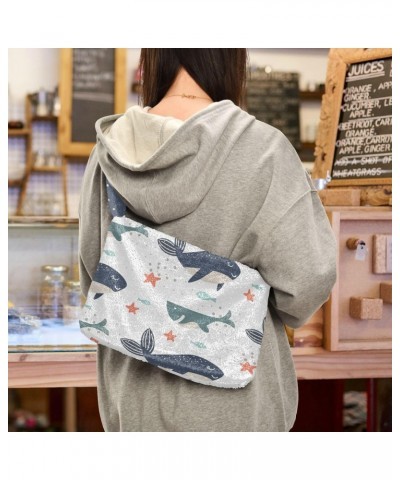 Women Boho Handbag Shark Dolphin Fish Starfish Underarm Bag Tote Bag Shoulder Bag Crossbody Bag Fluffy Cell Phone Purse Patri...