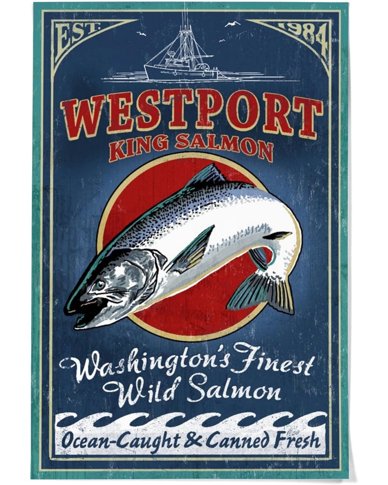 36x54 Inch Giclee Art Print Wall Decor, Westport, King Salmon Vintage Sign $36.00 Totes