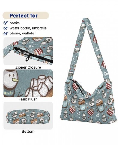 Cakes and Snowmans Faux Plush Tote Handbags Versatile Underarm Bag Stylish Shuolder Bag for Women $10.12 Totes