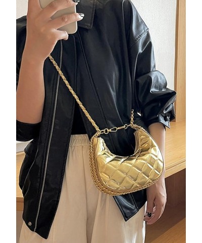 Shoulder Bag for Women Cute Crescent Pouch Hobo Bag Mini Clutch Tote Bag Purse Gold $16.95 Totes