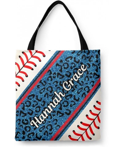 Custom Name Baseball Reusable Christmas Tote Bags, Bags for New Year's Shopping, Christmas Surprise, Xmas Party Multi 8th $12...