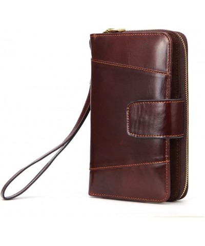 Long Checkbook Wallet for Men Leather Wallet Zipper Bifold Wallet Passport Wallet (Color : Brown, Size : 10.5 * 4 * 18cm) 10....