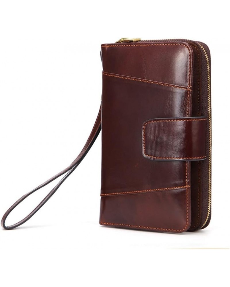 Long Checkbook Wallet for Men Leather Wallet Zipper Bifold Wallet Passport Wallet (Color : Brown, Size : 10.5 * 4 * 18cm) 10....