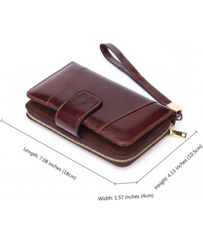 Long Checkbook Wallet for Men Leather Wallet Zipper Bifold Wallet Passport Wallet (Color : Brown, Size : 10.5 * 4 * 18cm) 10....