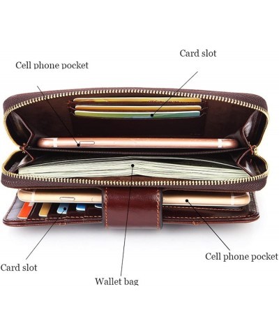 Long Checkbook Wallet for Men Leather Wallet Zipper Bifold Wallet Passport Wallet (Color : Brown, Size : 10.5 * 4 * 18cm) 10....