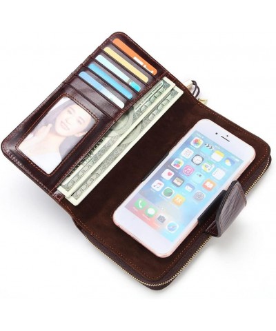 Long Checkbook Wallet for Men Leather Wallet Zipper Bifold Wallet Passport Wallet (Color : Brown, Size : 10.5 * 4 * 18cm) 10....