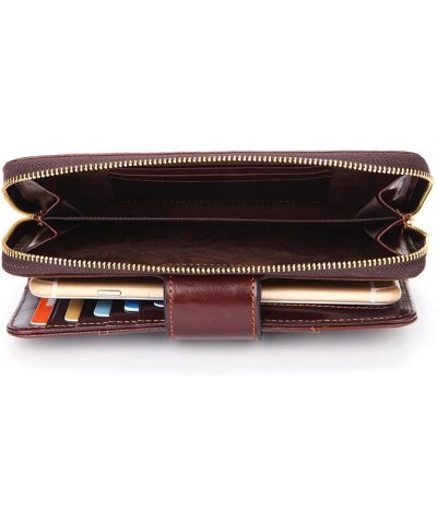 Long Checkbook Wallet for Men Leather Wallet Zipper Bifold Wallet Passport Wallet (Color : Brown, Size : 10.5 * 4 * 18cm) 10....