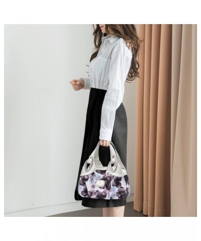 Women Handbags Floral Print Leather Purses Tote Bags Medium Handbag for Ladies Stylish Purse Romantic Casual Bags White+red F...