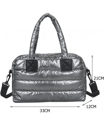 Puffer Tote Bag for Women, Quilted Cotton Padd signer, nter n Padd Shoulr Bag th Adjustable Strap-Blk Gray $19.98 Totes