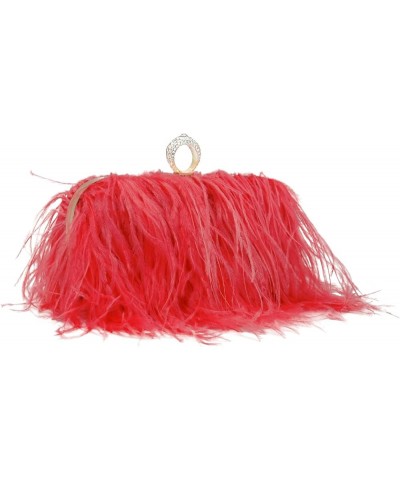 Women Feather Clutch Purse Shoulder Crossbody Bag Evening Handbags Coral $23.36 Evening Bags