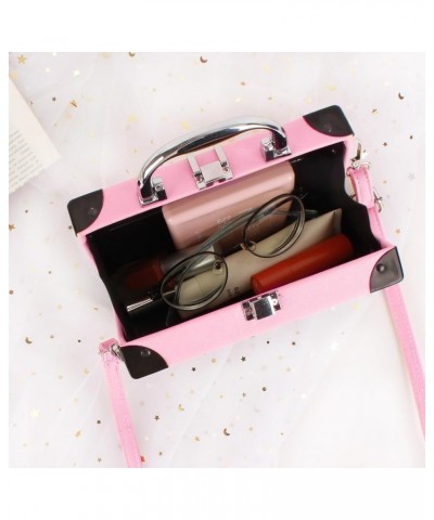 Vintage Radio Recorder Clutch Handbag Leather Top Metal Handle Crossbody Small Box Bag Shoulder Bag A-pink $15.33 Clutches