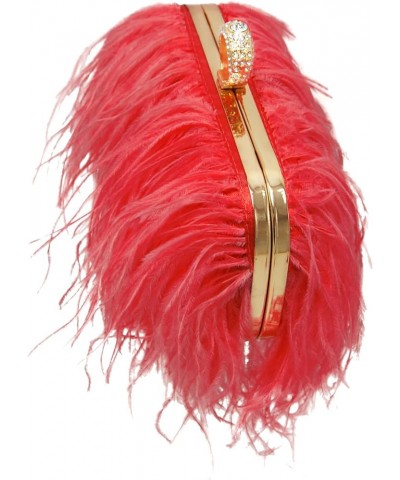 Women Feather Clutch Purse Shoulder Crossbody Bag Evening Handbags Coral $23.36 Evening Bags