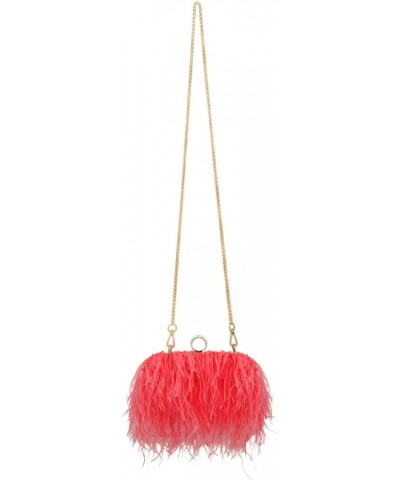 Women Feather Clutch Purse Shoulder Crossbody Bag Evening Handbags Coral $23.36 Evening Bags