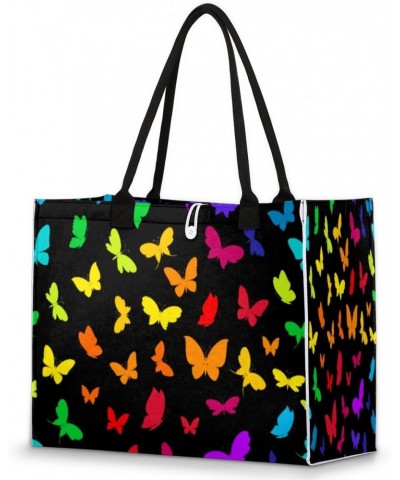 Colorful Butterfly Large Tote Bag Animal Shoulder Bag For Women Teachers Nurses Work Shopping Travel Handbag Purse $9.76 Totes