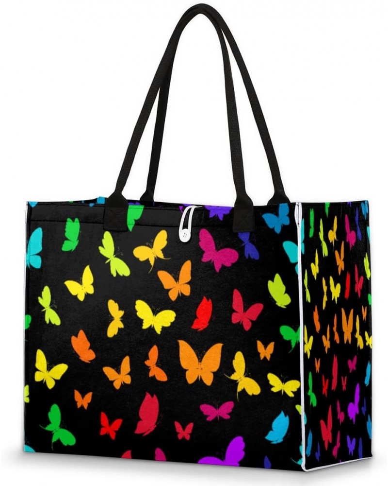 Colorful Butterfly Large Tote Bag Animal Shoulder Bag For Women Teachers Nurses Work Shopping Travel Handbag Purse $9.76 Totes