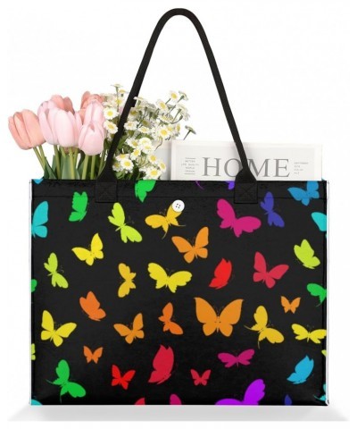 Colorful Butterfly Large Tote Bag Animal Shoulder Bag For Women Teachers Nurses Work Shopping Travel Handbag Purse $9.76 Totes