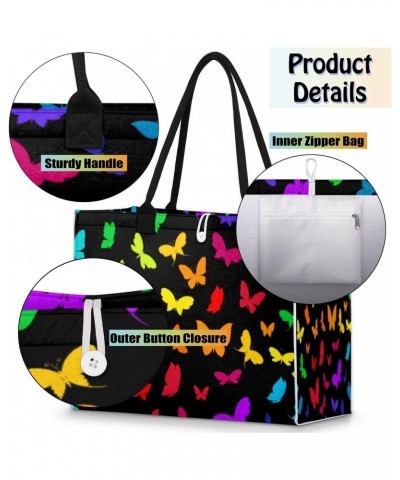 Colorful Butterfly Large Tote Bag Animal Shoulder Bag For Women Teachers Nurses Work Shopping Travel Handbag Purse $9.76 Totes