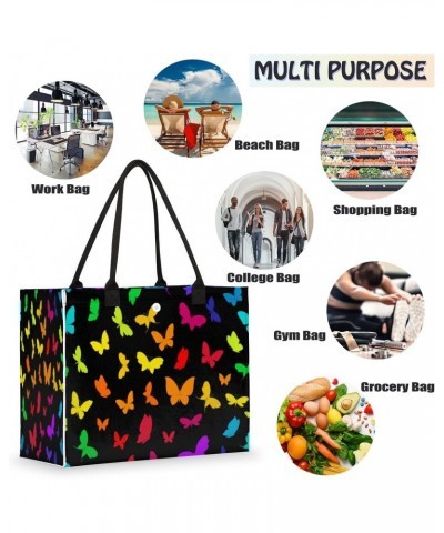 Colorful Butterfly Large Tote Bag Animal Shoulder Bag For Women Teachers Nurses Work Shopping Travel Handbag Purse $9.76 Totes