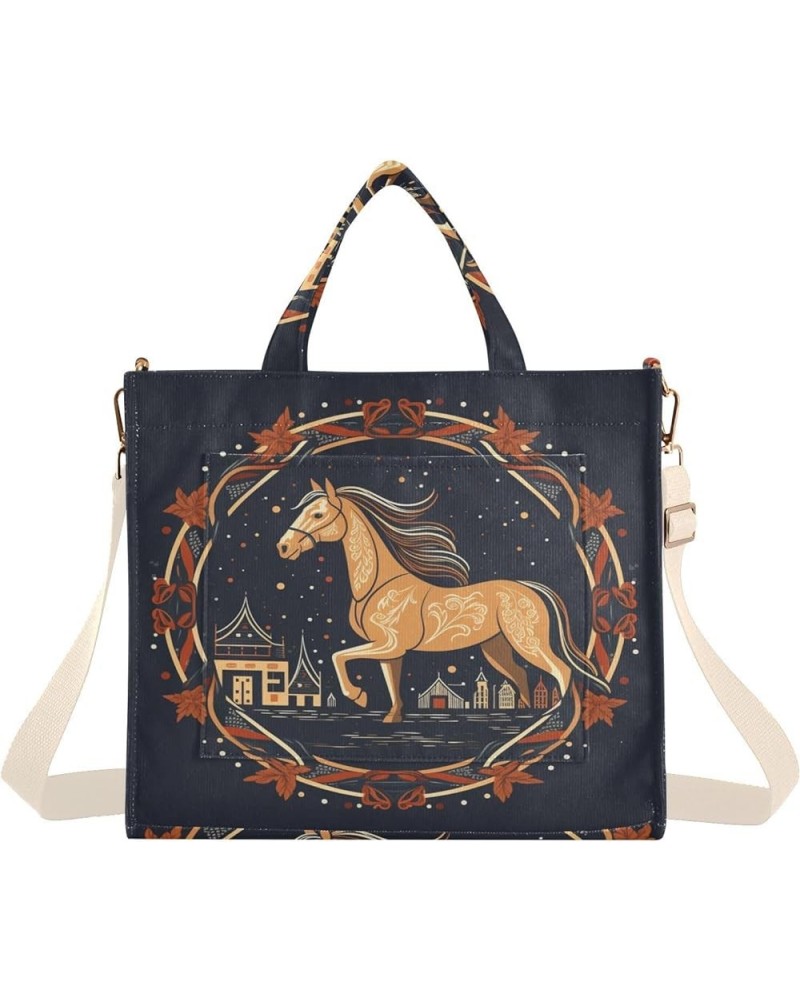 Horse Minimalist Illustrations Women's Tote Handbags Top Handle Satchel Shoulder Bag Crossbody Bag M $14.85 Totes