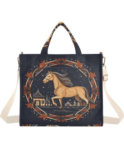 Horse Minimalist Illustrations Women's Tote Handbags Top Handle Satchel Shoulder Bag Crossbody Bag M $14.85 Totes