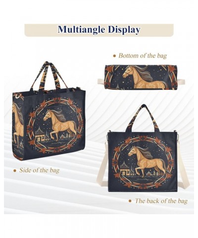 Horse Minimalist Illustrations Women's Tote Handbags Top Handle Satchel Shoulder Bag Crossbody Bag M $14.85 Totes