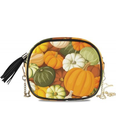 Women's Halloween Pumpkin and Zig Zag Line PU Leather Crossbody Bag Shoulder Purse with Tassel Multi 08 $13.67 Shoulder Bags