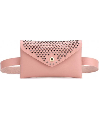 Fashion Women Outdoor Rivets Hasp Solid Color Messenger Bag Chest Bag Waist Bag Pink $6.10 Totes