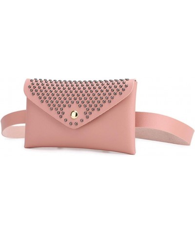 Fashion Women Outdoor Rivets Hasp Solid Color Messenger Bag Chest Bag Waist Bag Pink $6.10 Totes