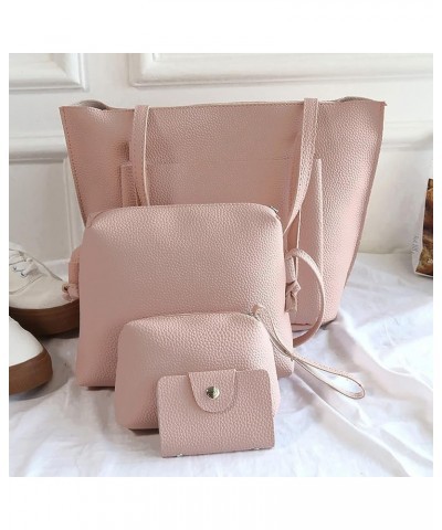 Fashion Women Leather Four-Piece Shoulder Crossbody Bag Clutch Retro Bag Handbags For Women Hand Bag Pink Medium $9.47 Should...