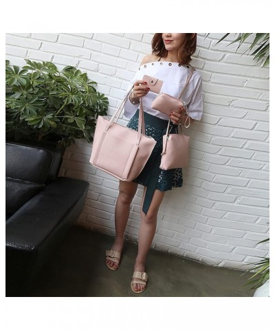 Fashion Women Leather Four-Piece Shoulder Crossbody Bag Clutch Retro Bag Handbags For Women Hand Bag Pink Medium $9.47 Should...