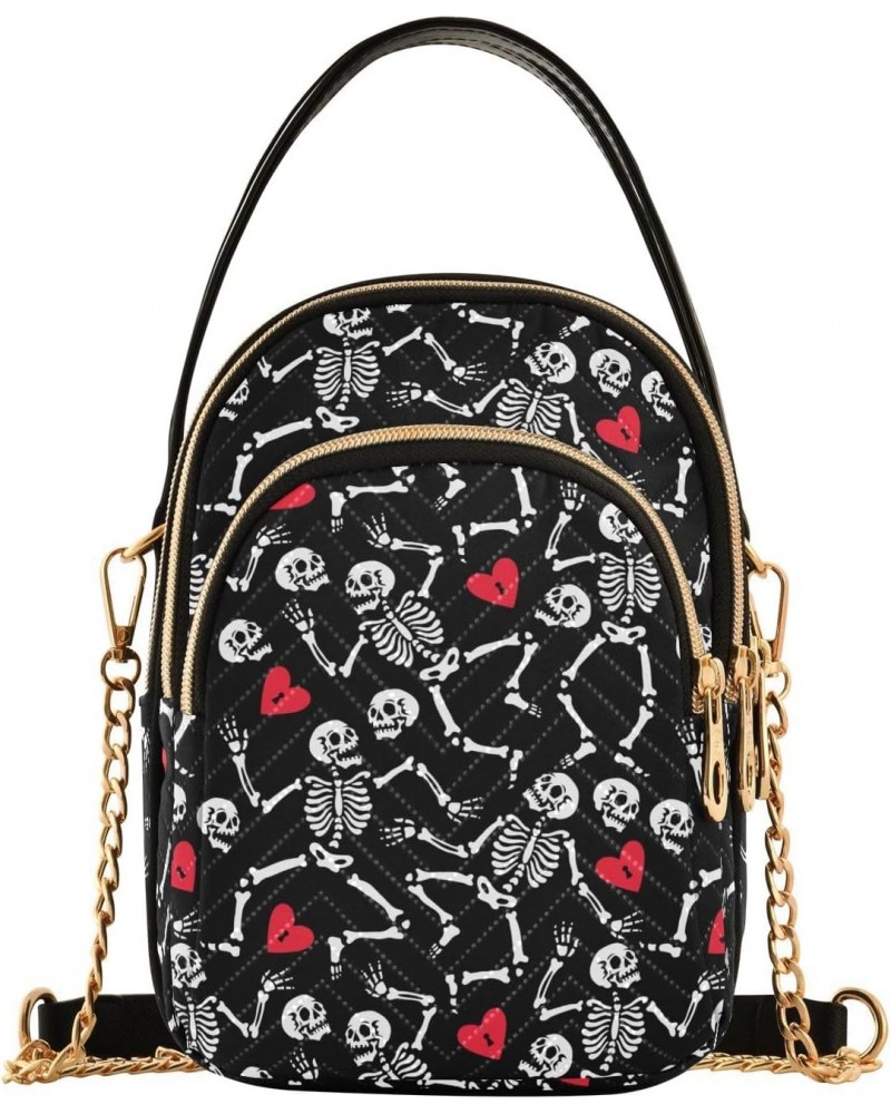 Dancing Skulls Crossbody Bags for Women Multi Pocket Shoulder Handbags with Adjustable Strap $13.77 Crossbody Bags