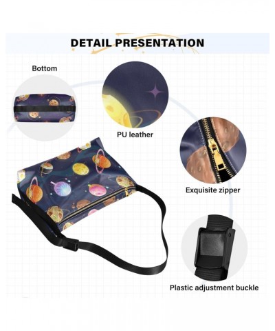 Food Planets Soft PU Leather Shoulder Bag for Women Stylish Ladies Crossbody Purse with Zipper Closure Clutch Purse for Hikin...