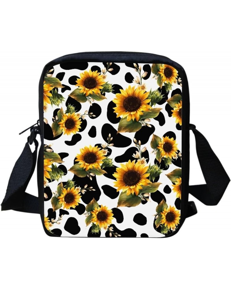 Animal Horse Pattern Women Cross Body Shoulder Bag for School Travel Sunflower Cow $10.07 Crossbody Bags