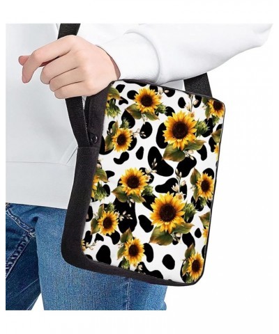 Animal Horse Pattern Women Cross Body Shoulder Bag for School Travel Sunflower Cow $10.07 Crossbody Bags