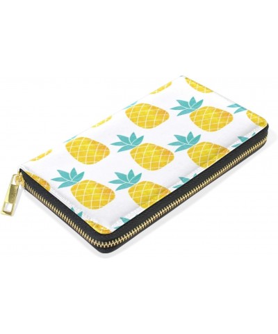 Women Genuine Leather Zipper Wallet Purse Pineapple Patchwork Card Holder Organizer Clutch $16.80 Wallets