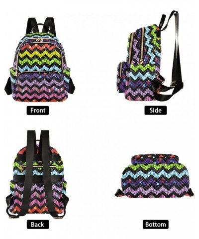 Colorful Rainbow Zigzag Print Mixing Women Backpack Purse Shoulder Bag Color Medium $15.18 Backpacks