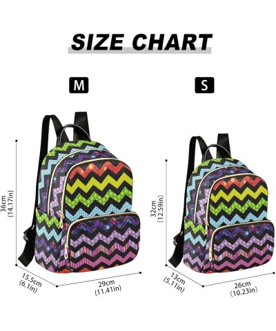 Colorful Rainbow Zigzag Print Mixing Women Backpack Purse Shoulder Bag Color Medium $15.18 Backpacks