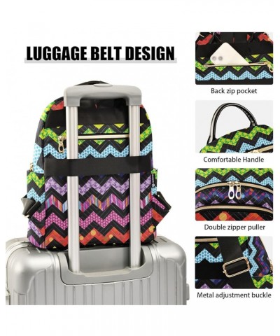 Colorful Rainbow Zigzag Print Mixing Women Backpack Purse Shoulder Bag Color Medium $15.18 Backpacks