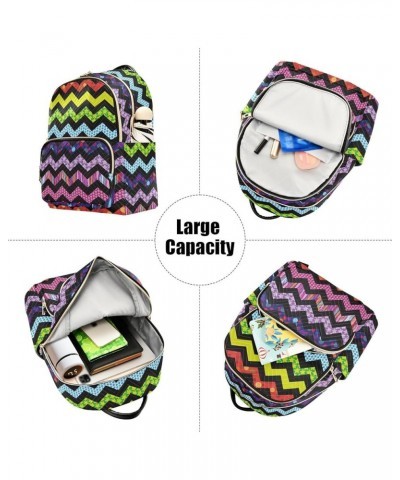 Colorful Rainbow Zigzag Print Mixing Women Backpack Purse Shoulder Bag Color Medium $15.18 Backpacks