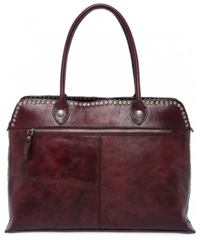 Genuine Leather Soul Stud Satchel Bag Rusty Red $82.46 Satchels