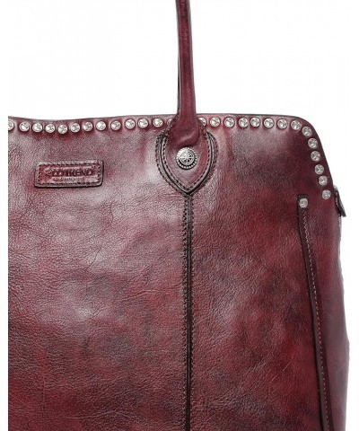 Genuine Leather Soul Stud Satchel Bag Rusty Red $82.46 Satchels