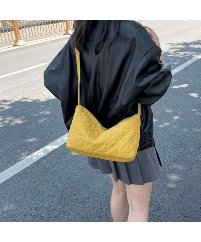 Women Canvas Shoulder Bags Solid Crossbody Messenger Bag Zipper Casual Handbag Yellow $9.28 Shoulder Bags