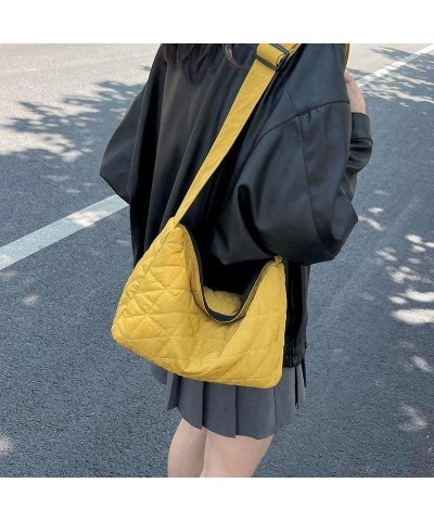 Women Canvas Shoulder Bags Solid Crossbody Messenger Bag Zipper Casual Handbag Yellow $9.28 Shoulder Bags