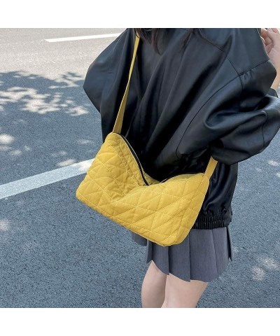 Women Canvas Shoulder Bags Solid Crossbody Messenger Bag Zipper Casual Handbag Yellow $9.28 Shoulder Bags