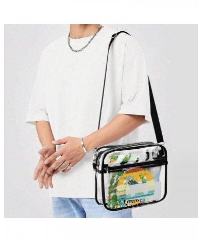 Bichon-frise-retro-sunset-print Clear Crossbody Shoulder Purse Bag for Men Women, Stadium Clear Messenger Bag Style $10.00 Cr...