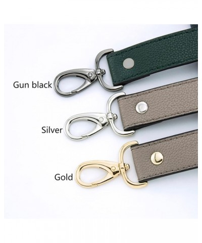 Womens PU Bag Handles Strap Lychee Pattern Short Bags Belt Leather Purse Chain Wrist Band Fashion Accessories for Handbags Bl...