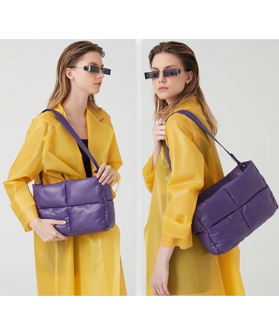 Hobo Bags for Women Soft Puffer Down Padding Shoulder Bags Top-Handle Bags Square Solid Tote Handbags Olive $36.97 Totes